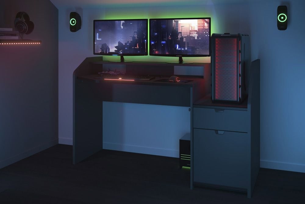 Parisot SetUp Midi Gaming Desk - Grey & Black - Image 2