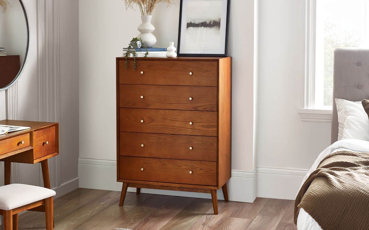 Lowell 5 Drawer Chest - Cherry Wood | Buy Online | Beds.ie
