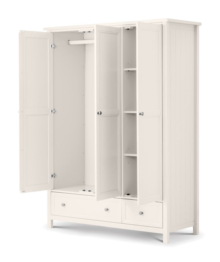 Braid 3 Door Combi Wardrobe - Surf White - Image 2