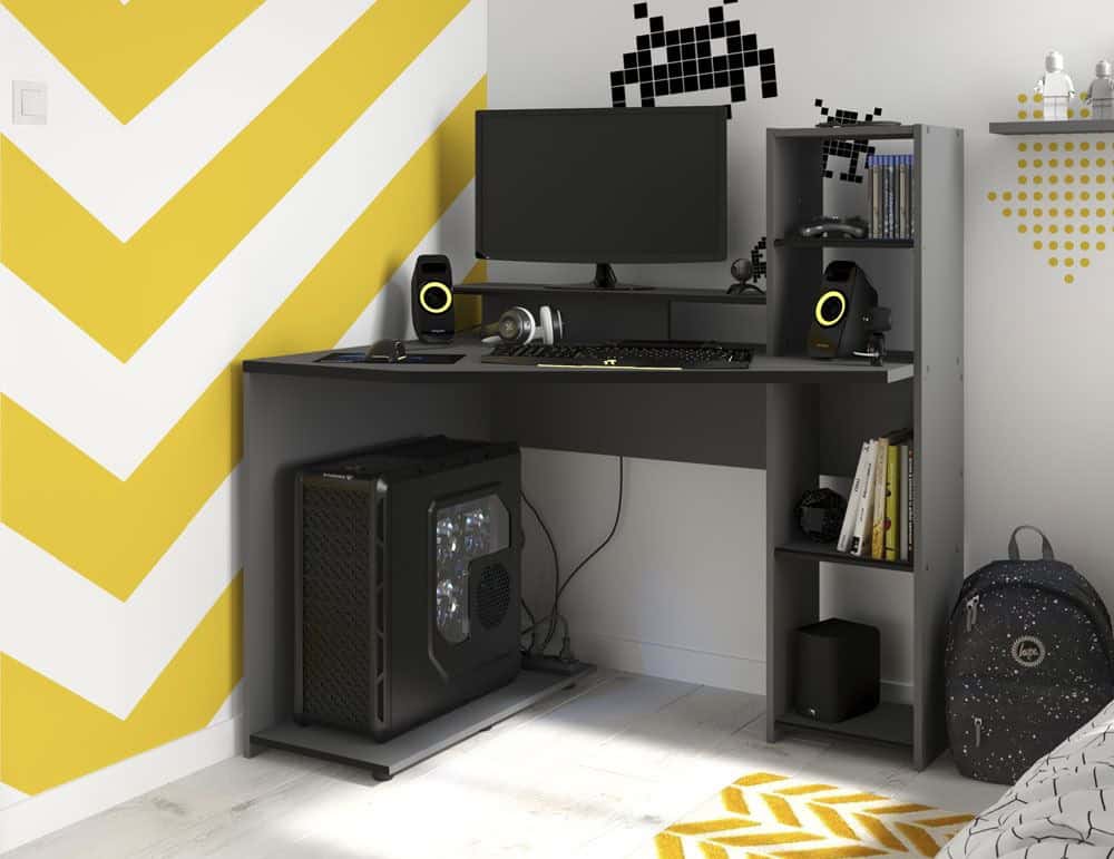 Parisot Setup Corner Gaming Desk - Grey & Black | Buy Online | Beds.ie