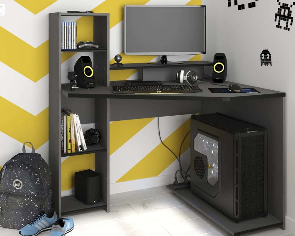 Parisot Setup Corner Gaming Desk - Grey & Black - Image 3