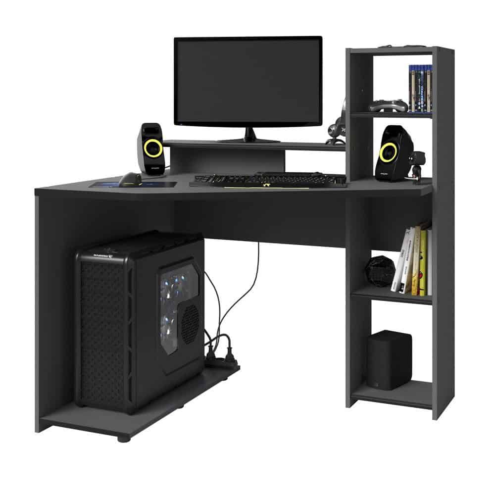Parisot Setup Corner Gaming Desk - Grey & Black - Image 4