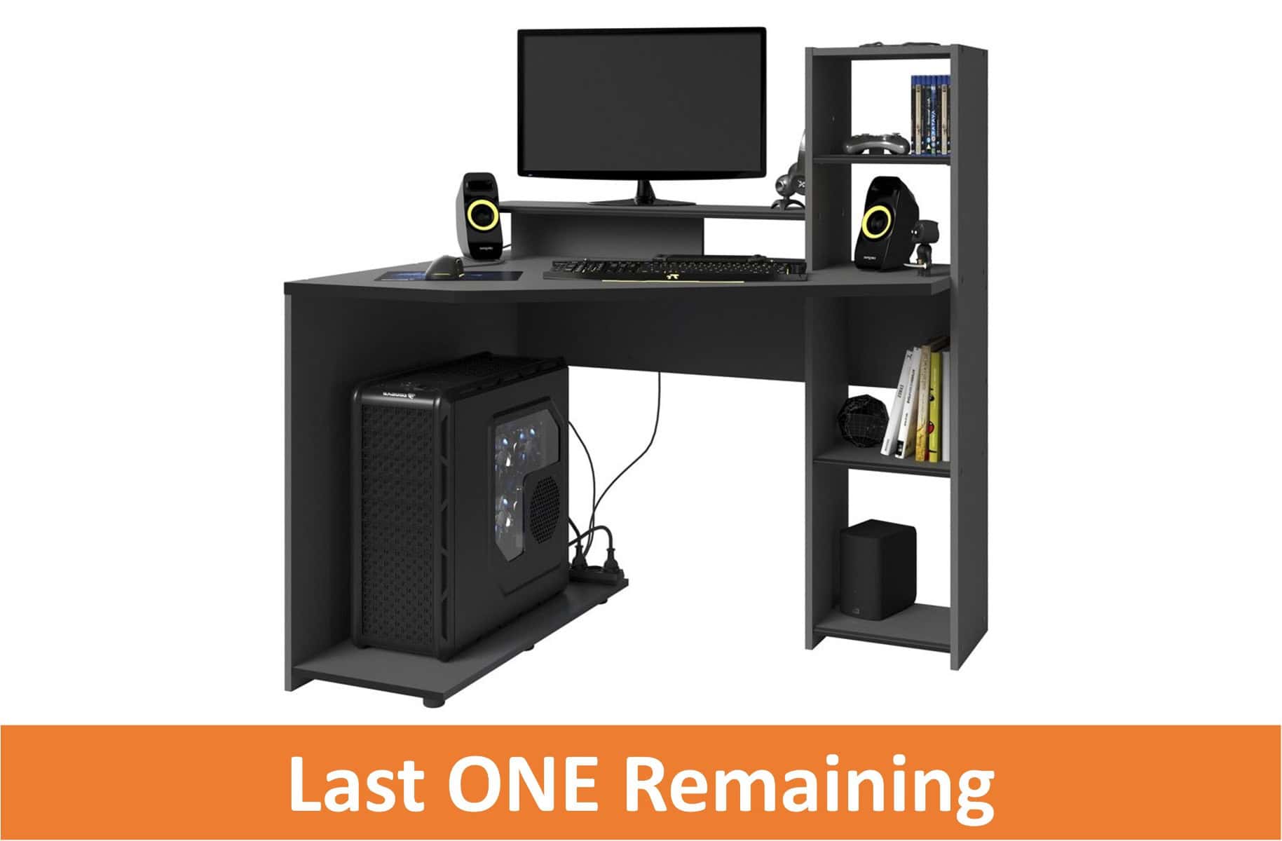 Parisot Setup Corner Gaming Desk - Grey & Black - Image 7