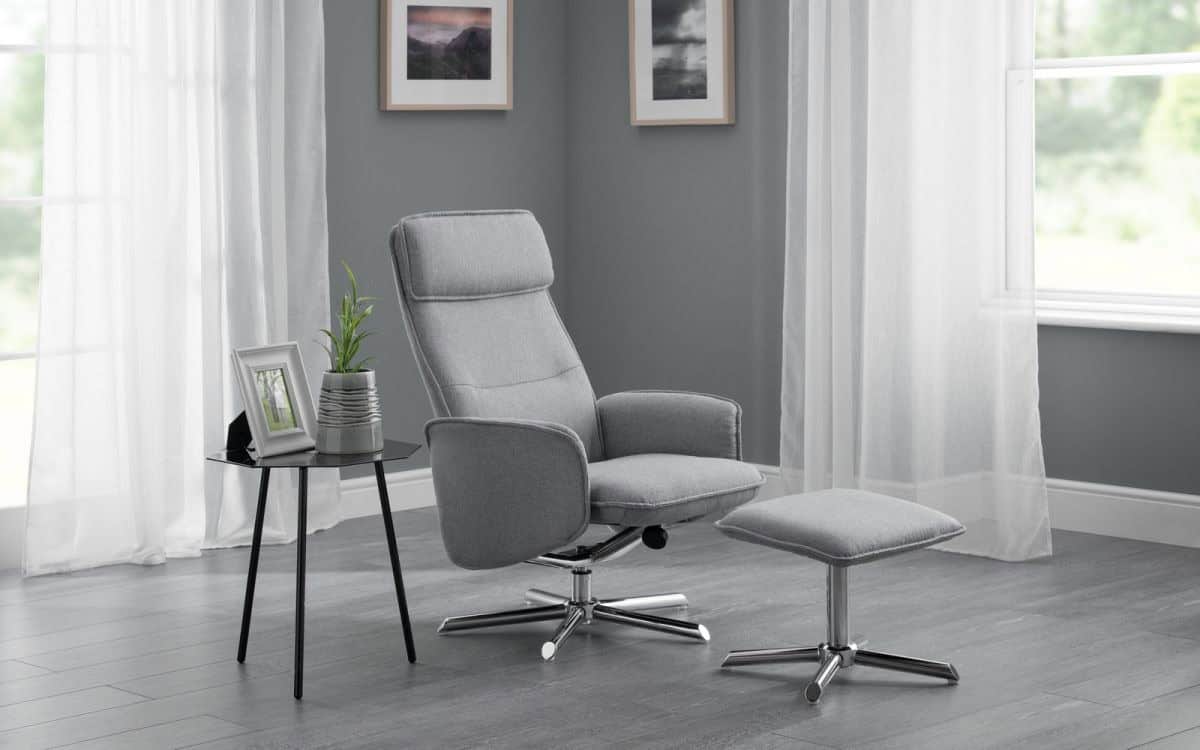 Bailey Recliner & Stool - Light Grey | Buy Online | Beds.ie