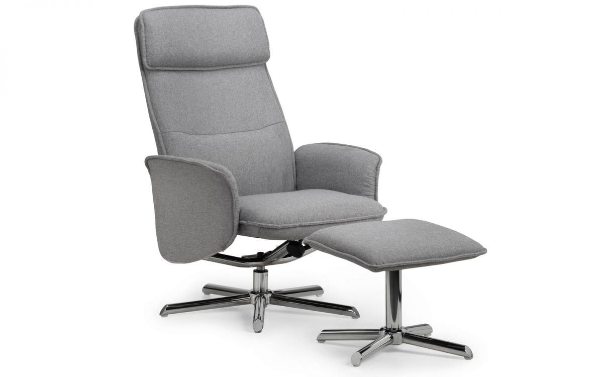 Bailey Recliner & Stool - Light Grey - Image 5