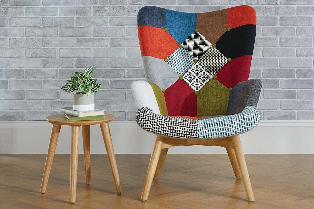 Sloane Patched Fabric Armchair - Image 6