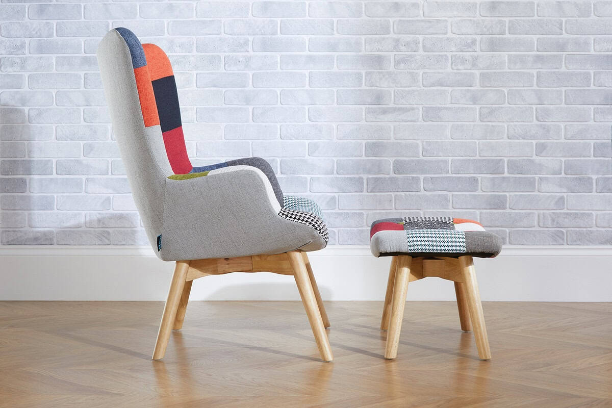 Sloane Patched Fabric Armchair - Image 9