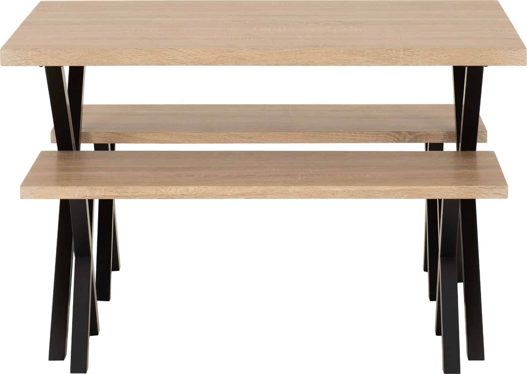 Buxton Dining Bench Set - Light Oak/Black - Image 2