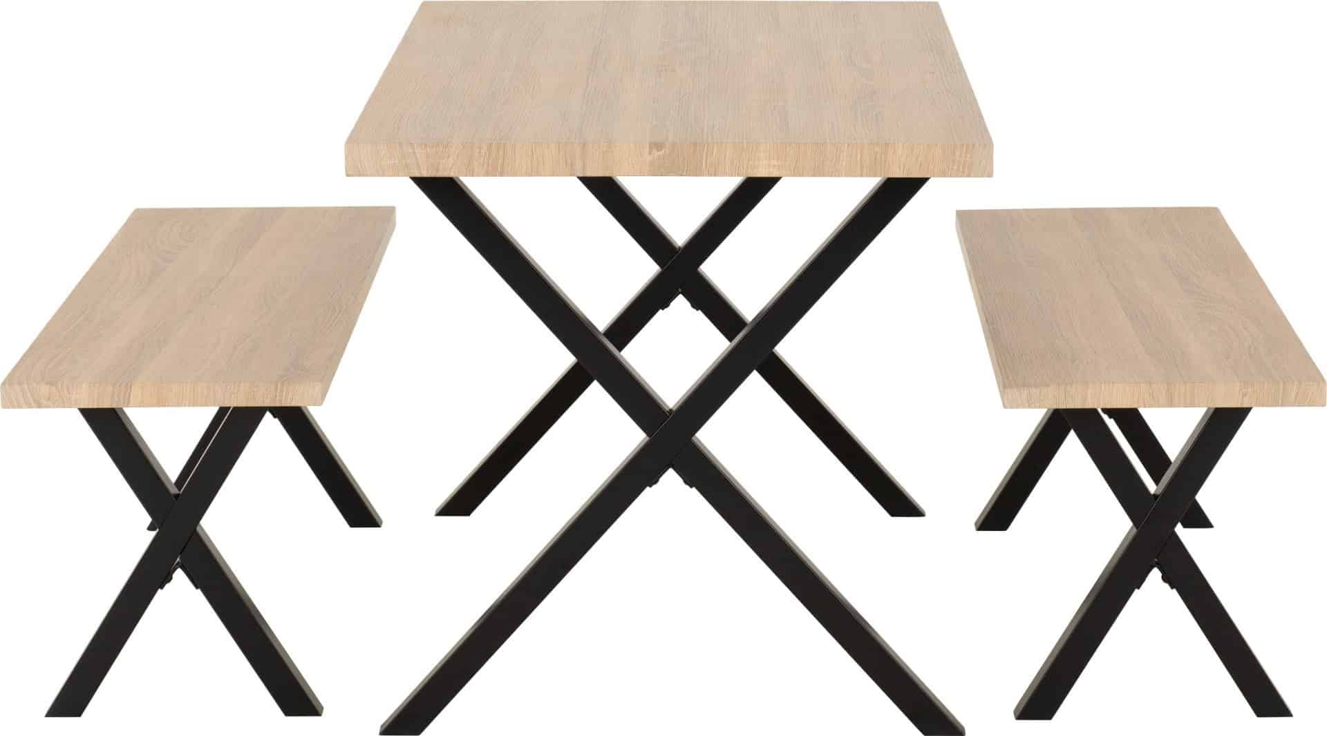 Buxton Dining Bench Set - Light Oak/Black - Image 3