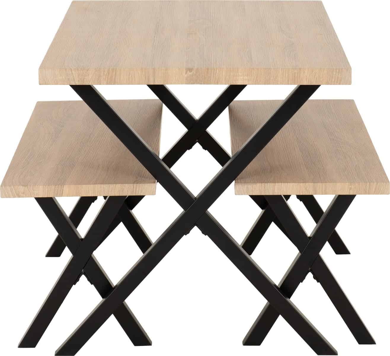 Buxton Dining Bench Set - Light Oak/Black - Image 4