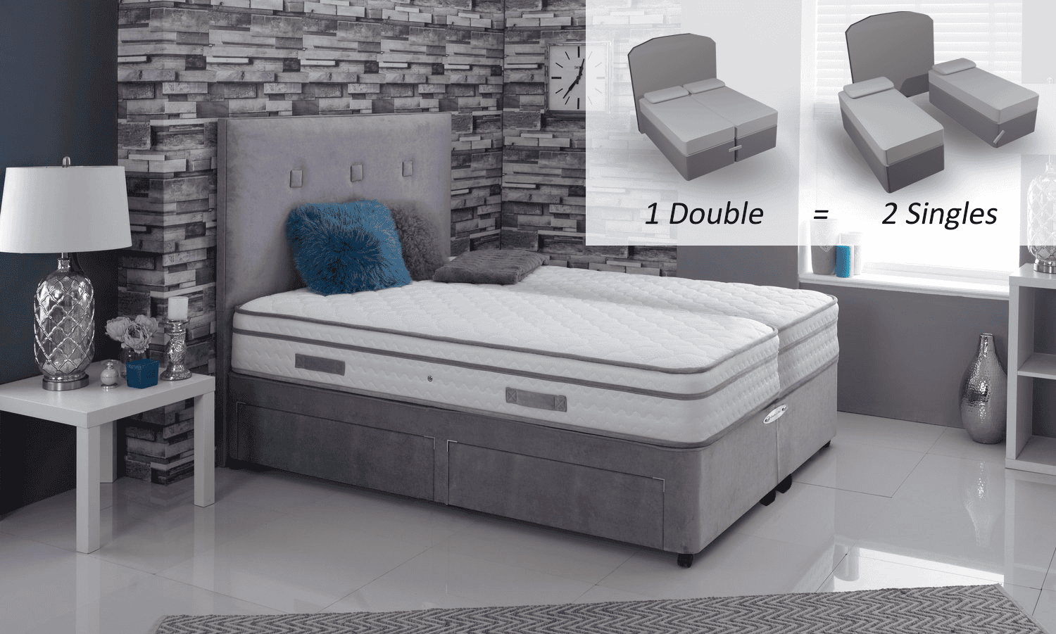 Healthbeds 6ft Cool Comfort 1500 4 Drawer Zip & Link Bed | Buy Online | Beds.ie