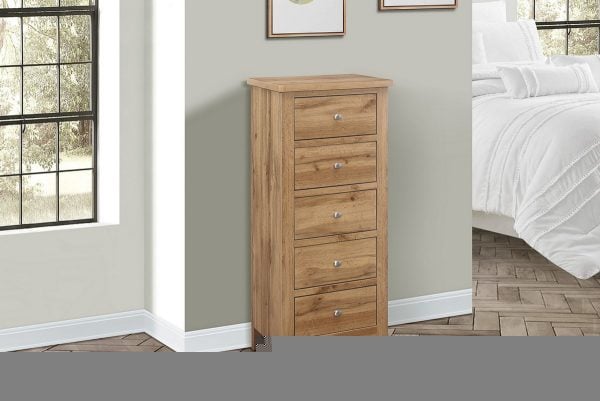Hampstead 5 Drawer Tall Chest - Oak | Buy Online | Beds.ie