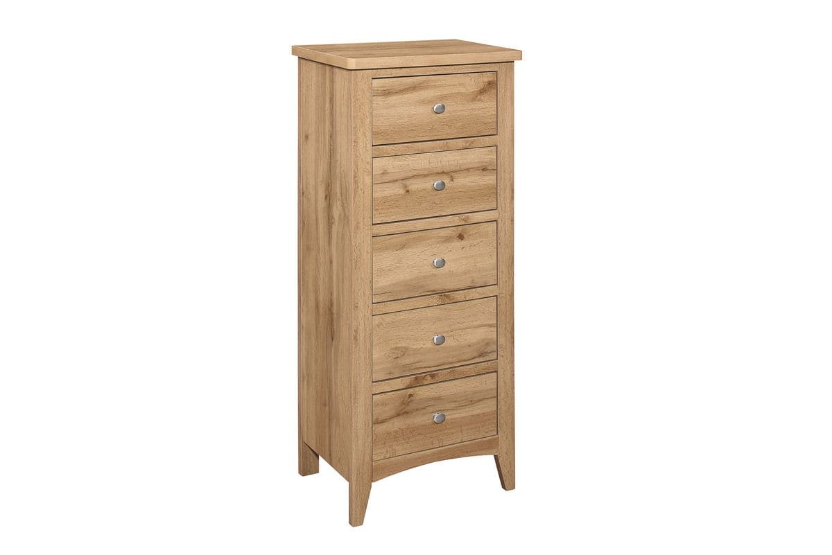 Hampstead 5 Drawer Tall Chest - Oak - Image 2