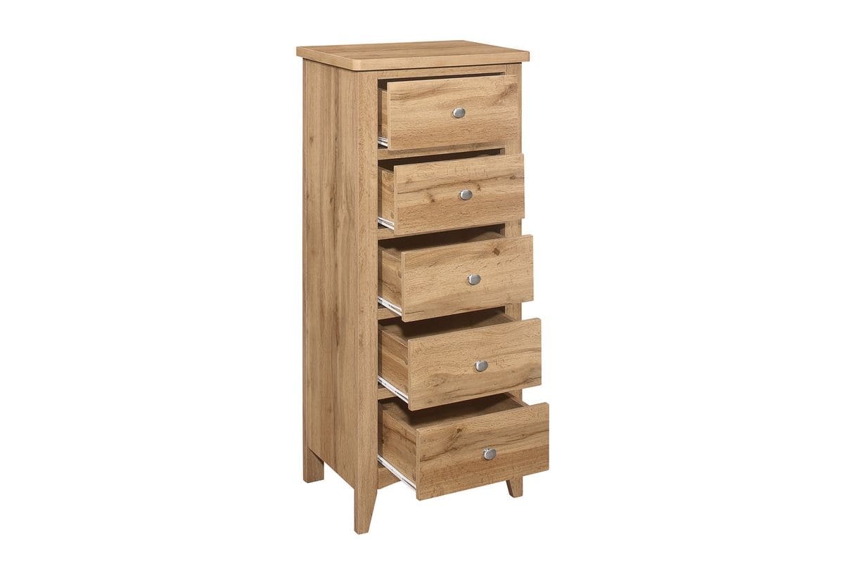 Hampstead 5 Drawer Tall Chest - Oak - Image 5