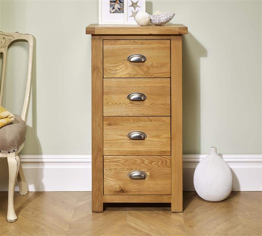 Woburn 4 Drawer Narrow Chest - Oak | Buy Online | Beds.ie