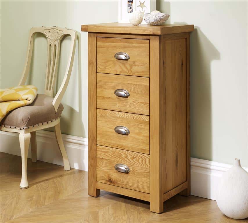 Woburn 4 Drawer Narrow Chest - Oak - Image 2