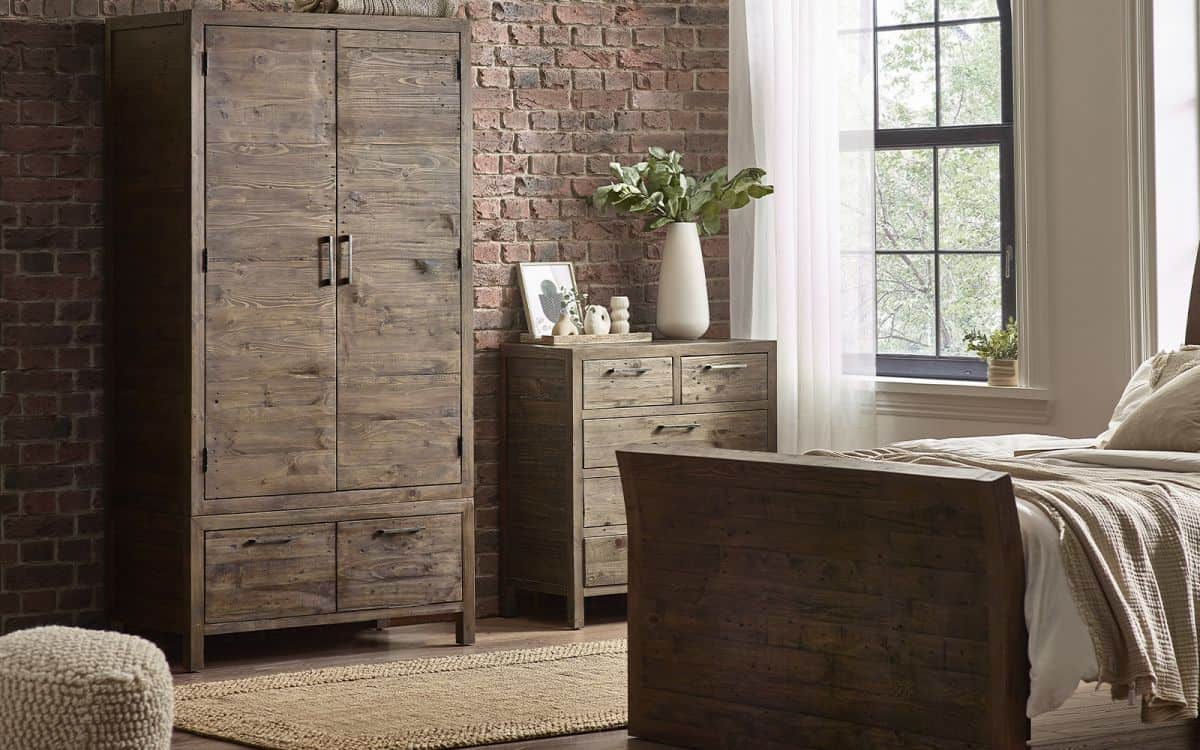 Heron 2 Door Wardrobe - Reclaimed Pine - Image 2