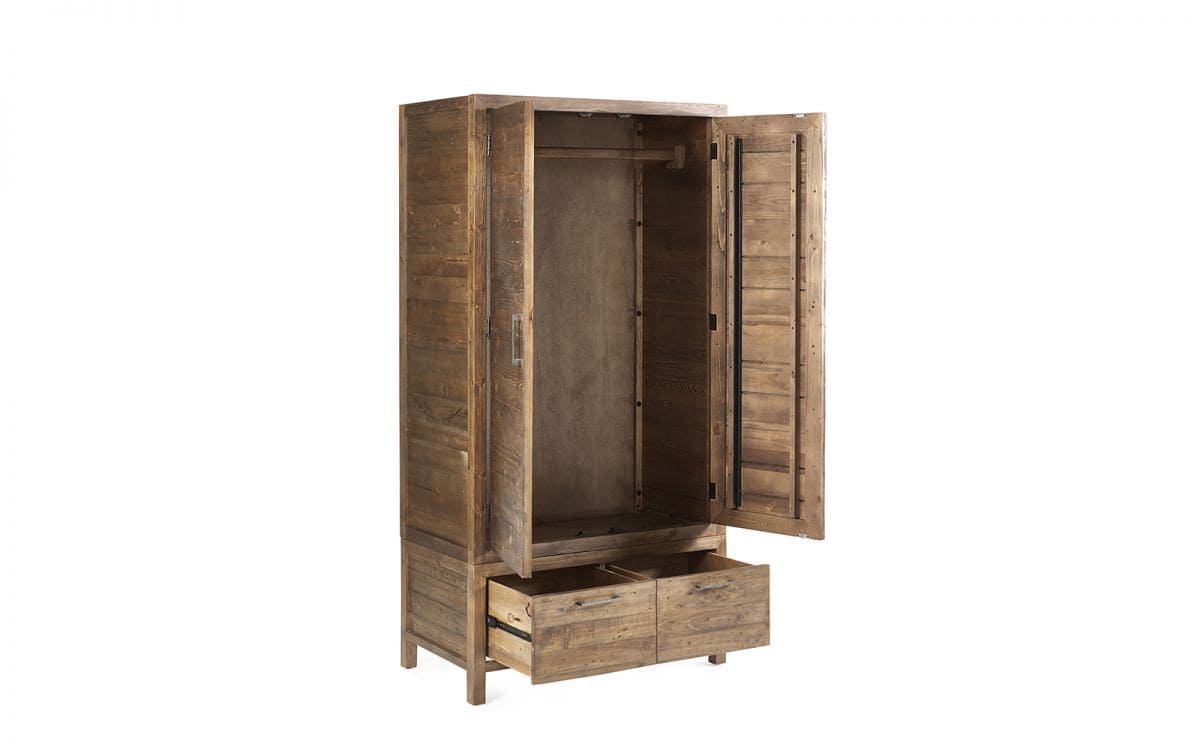 Heron 2 Door Wardrobe - Reclaimed Pine - Image 4