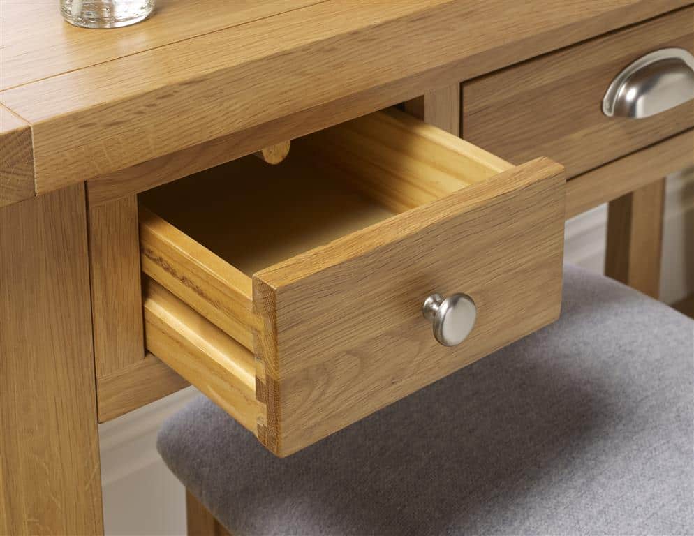 Woburn 3 Drawer Dressing Table - Oak - Image 3