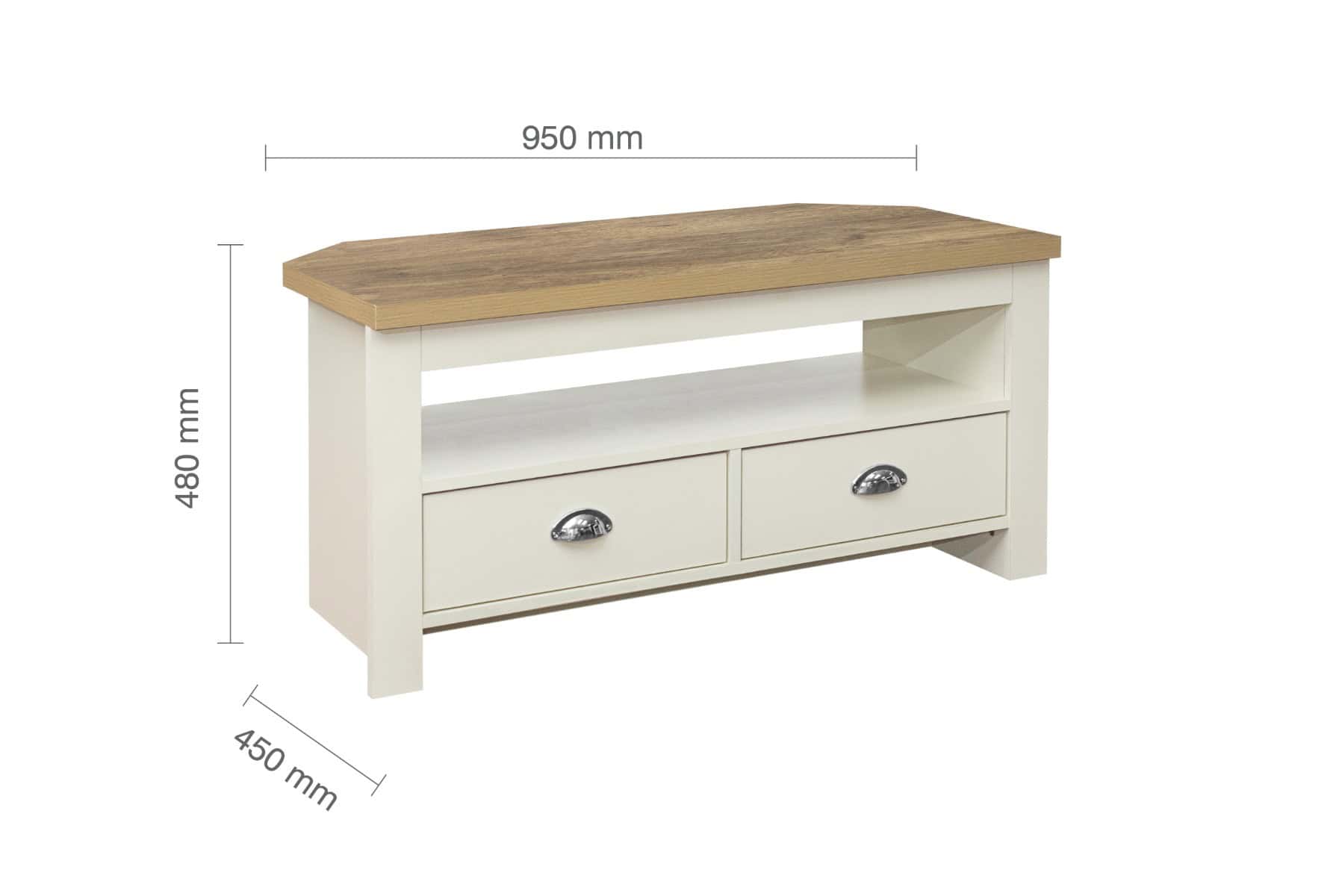 Highgate Corner TV Unit - Cream & Oak - Image 8