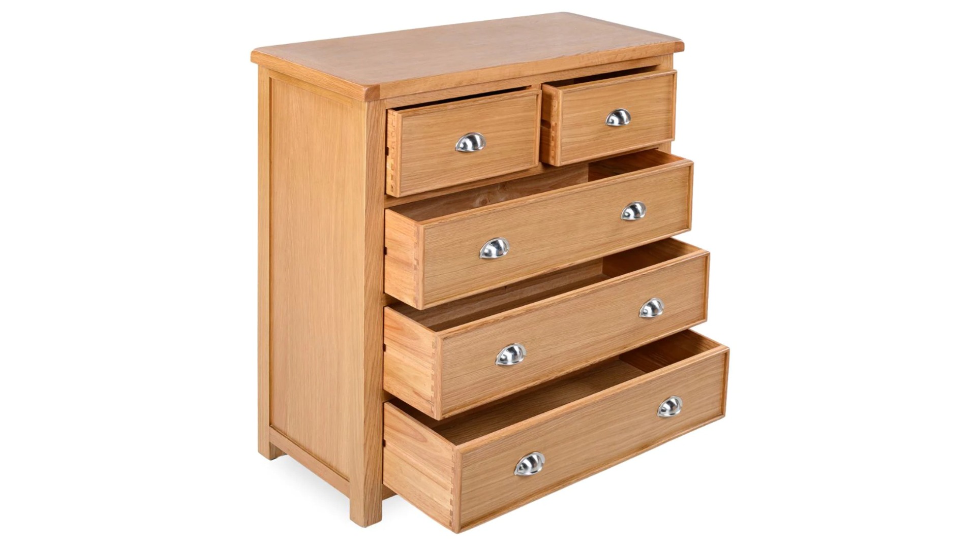 Honey B Newbury 5 Drawer Chest - Oak - Image 4