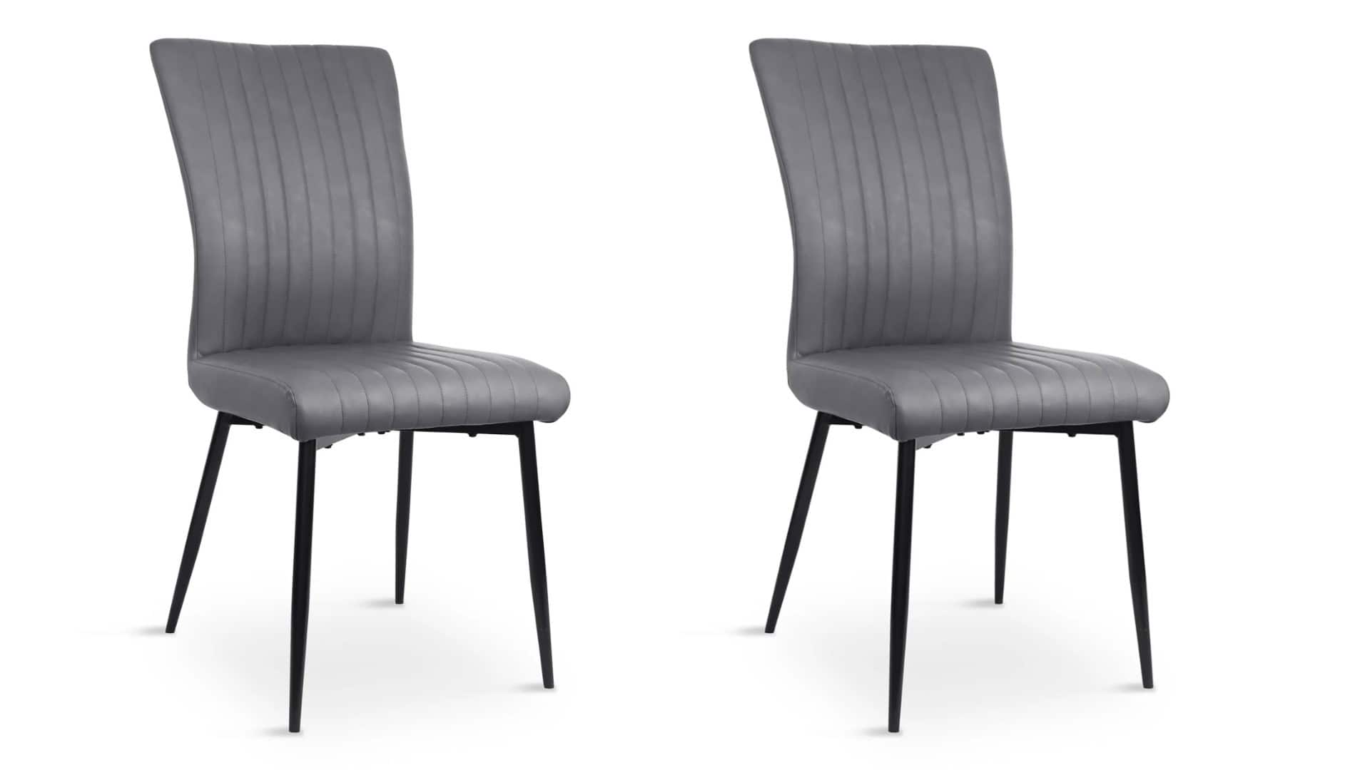 Donny Dining Chair - Grey Faux Leather (Set of 2) | Buy Online | Beds.ie