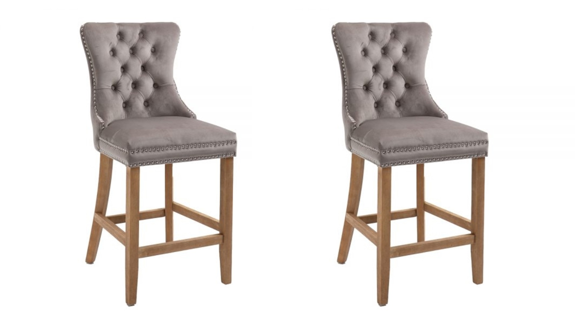 Kacey Stool with Brushed Legs - Mink Velvet (Set of 2) | Buy Online | Beds.ie