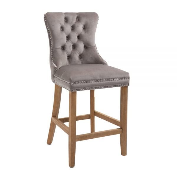 Kacey Stool with Brushed Legs - Mink Velvet (Set of 2) - Image 2