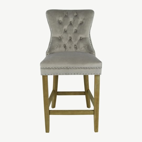 Kacey Stool with Brushed Legs - Mink Velvet (Set of 2) - Image 3
