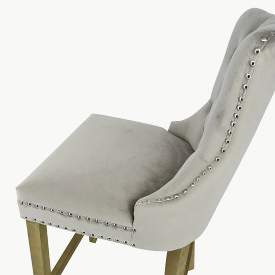 Kacey Stool with Brushed Legs - Mink Velvet (Set of 2) - Image 4