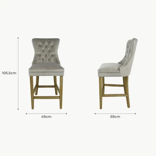 Kacey Stool with Brushed Legs - Mink Velvet (Set of 2) - Image 7