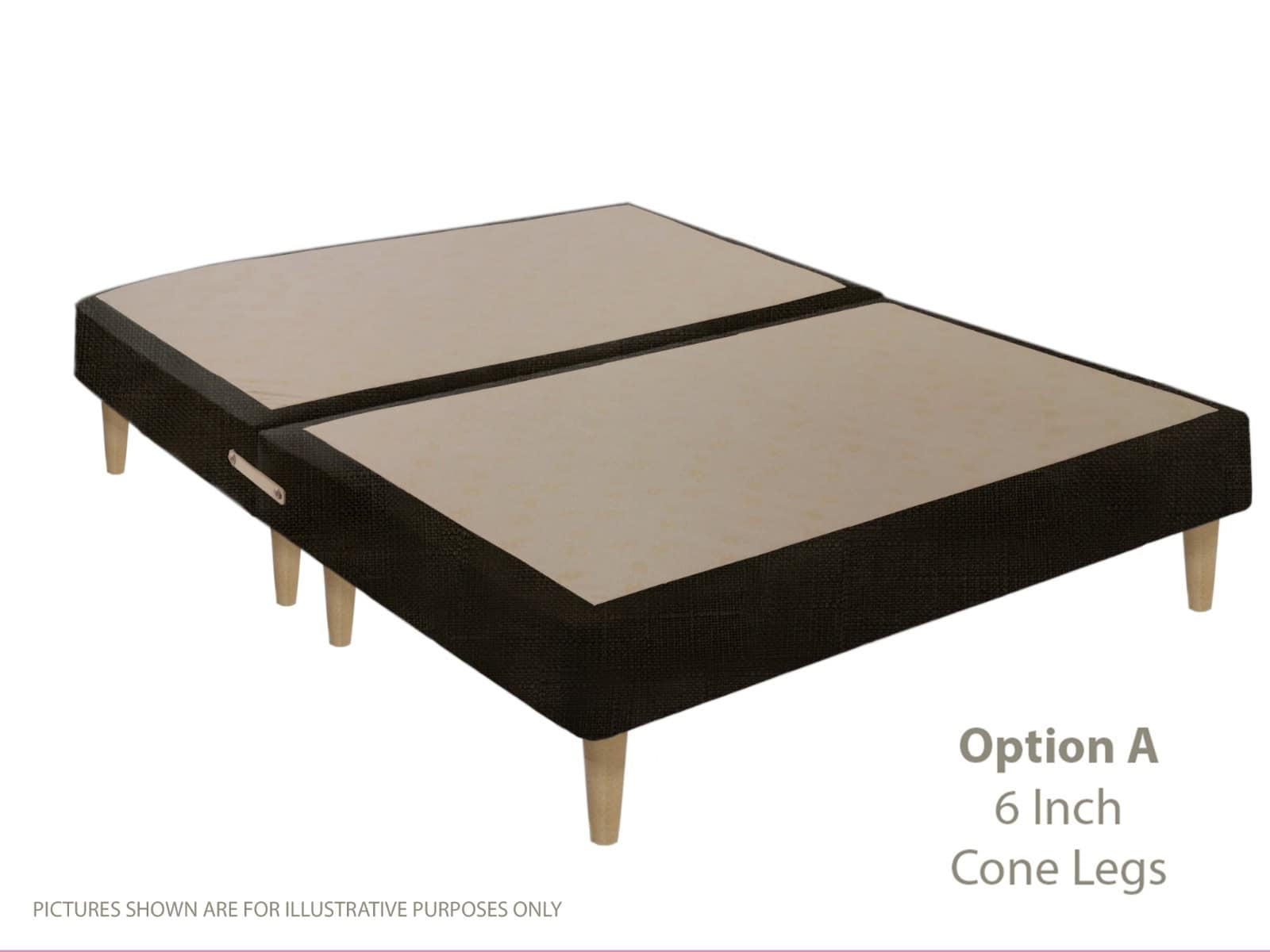Apollo 5ft Azzure Black Shallow Divan Base on Legs | Buy Online | Beds.ie