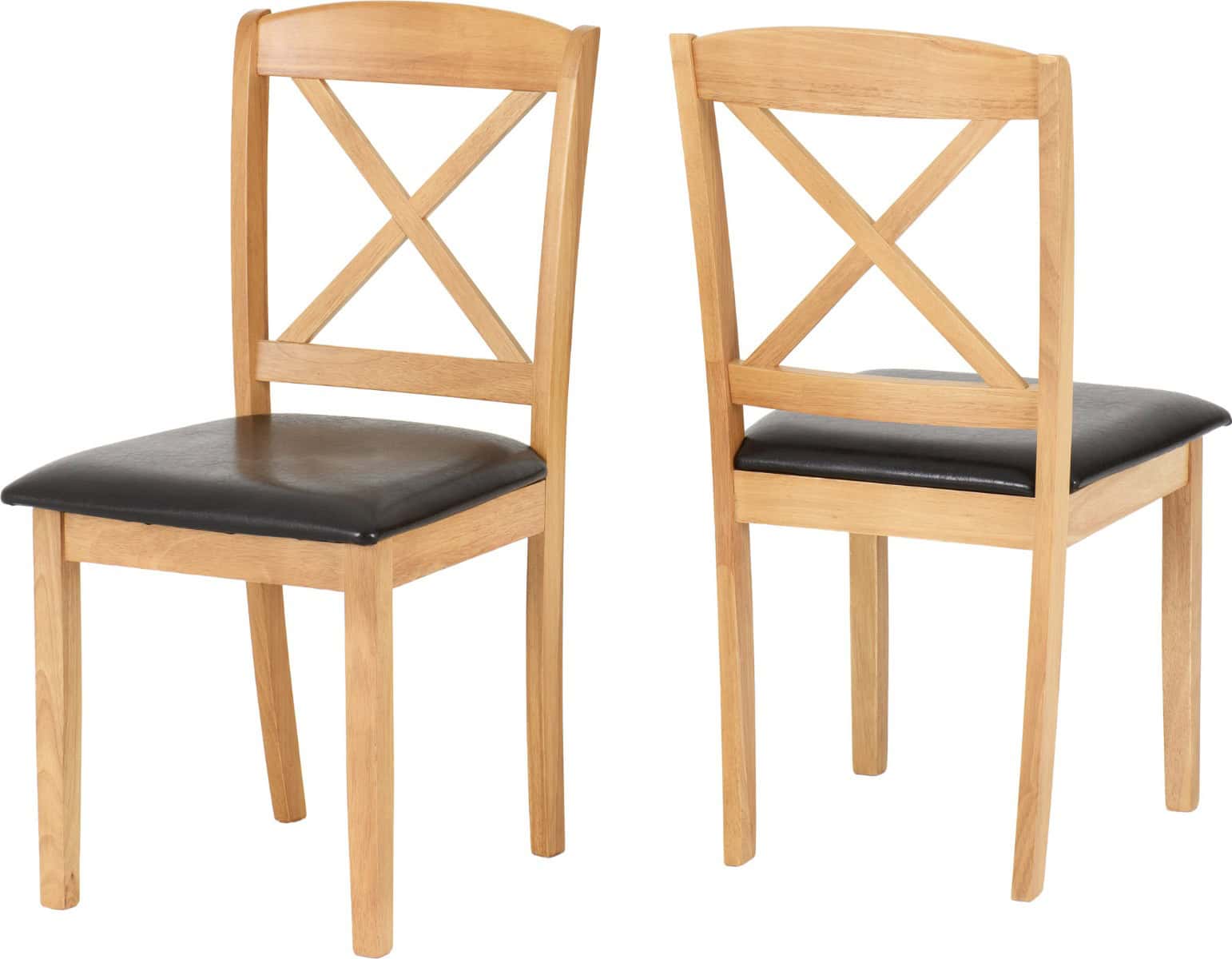Mason Chair (Set of Two) - Oak Varnish/Brown Faux Leather | Buy Online | Beds.ie