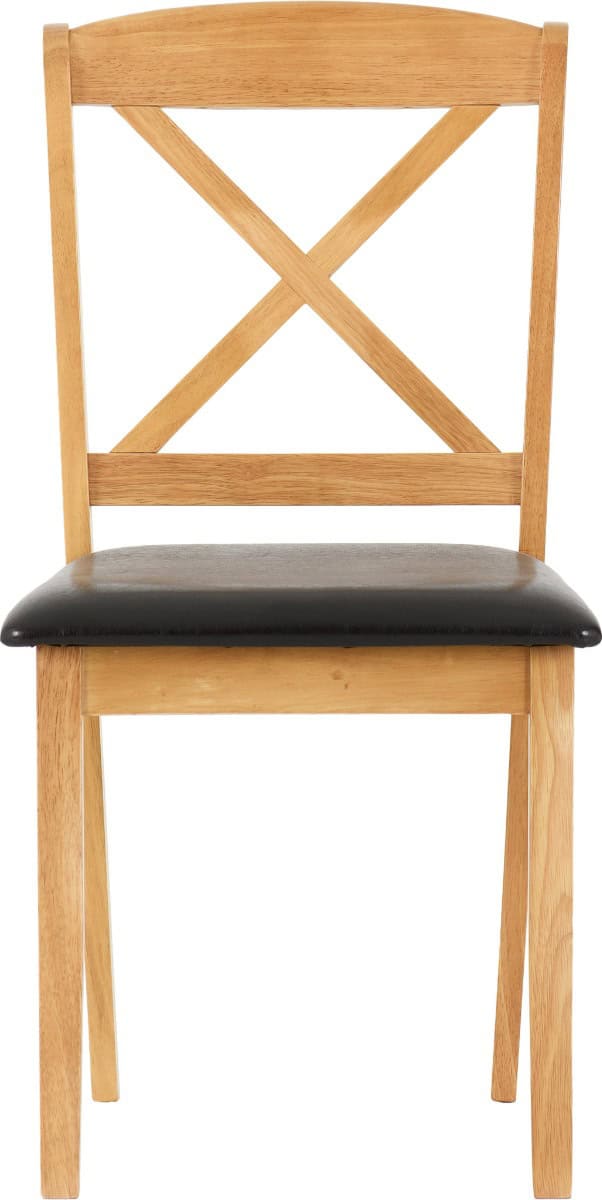 Mason Chair (Set of Two) - Oak Varnish/Brown Faux Leather - Image 2