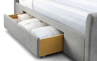 Azzurro 4ft6 Bedframe with 2 Drawers - Light Grey - Image 4