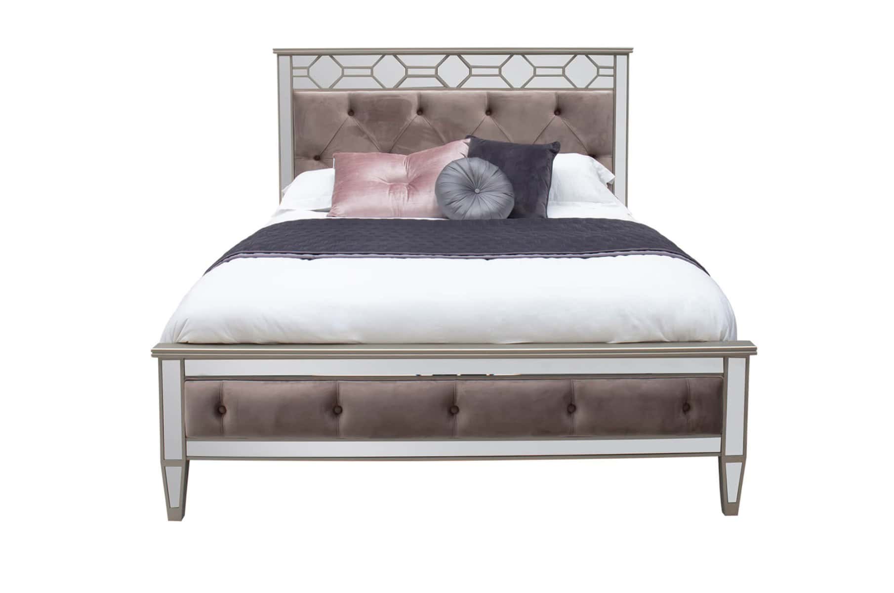 Rosa 4ft6 Panelled Bed - Silver - Image 2