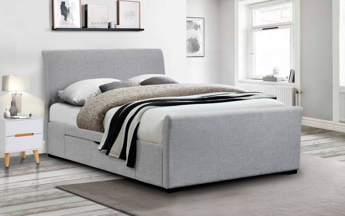 Azzurro 5ft Bedframe with 2 Drawers - Light Grey | Buy Online | Beds.ie