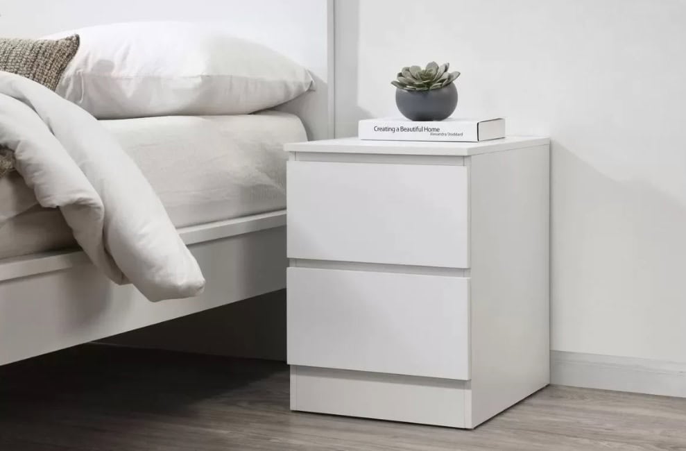 Oslo 2 Drawer Bedside - White | Buy Online | Beds.ie
