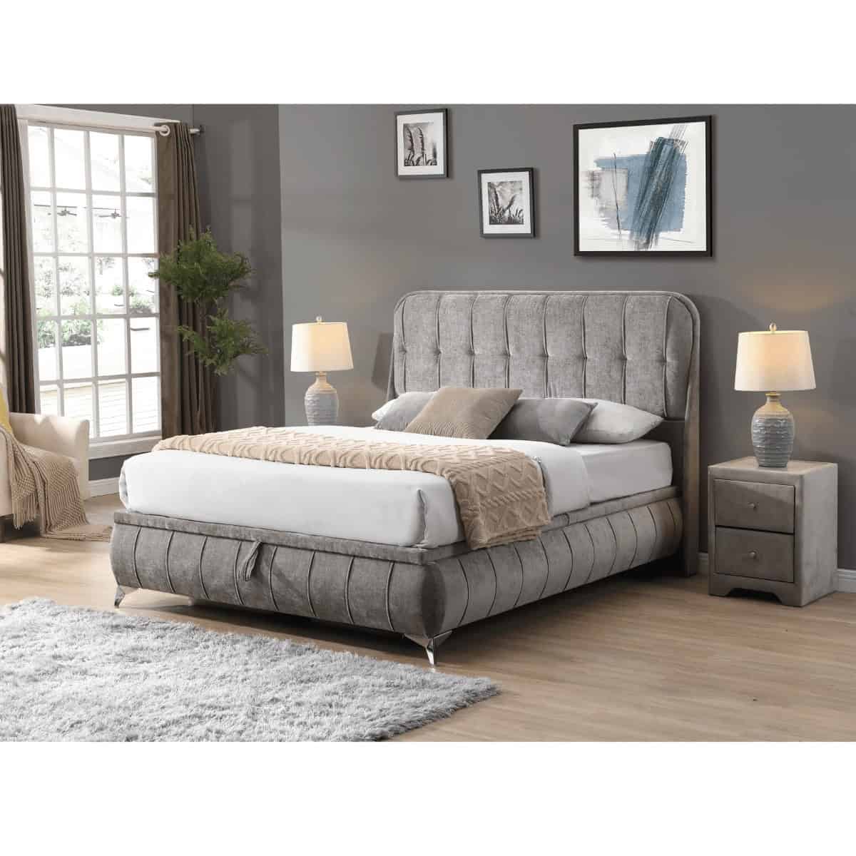 Limerick 4ft6 Ottoman Bedframe - Grey - Image 2