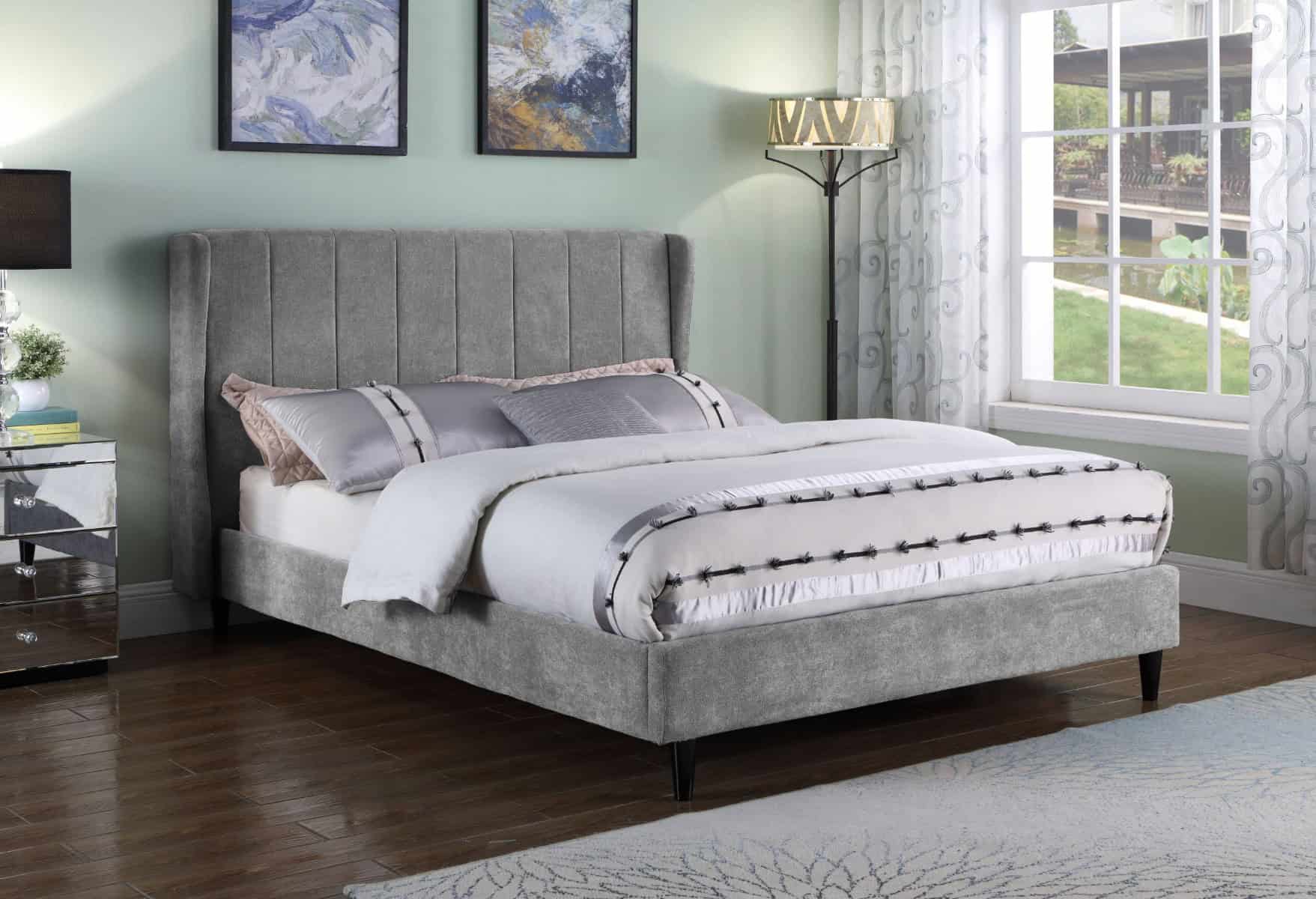 Amelia 5ft Bedframe - Dark Grey Velvet | Buy Online | Beds.ie