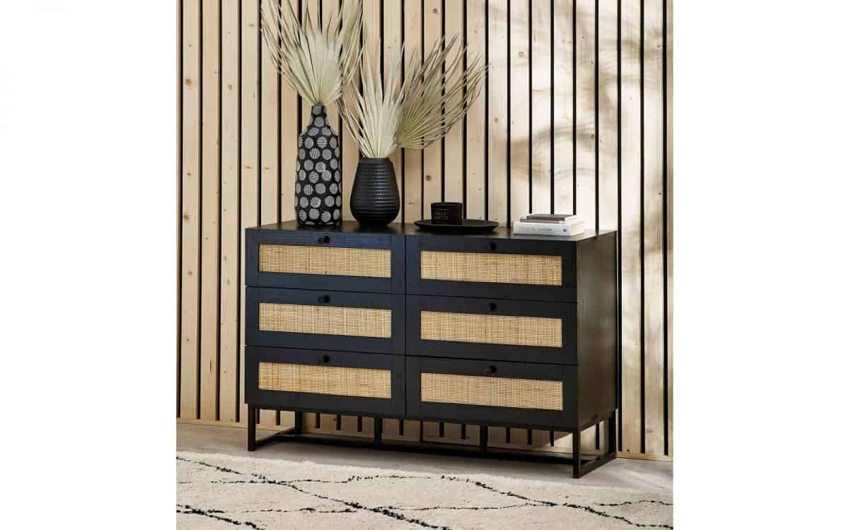 Corbridge 6 Drawer Chest - Black | Buy Online | Beds.ie