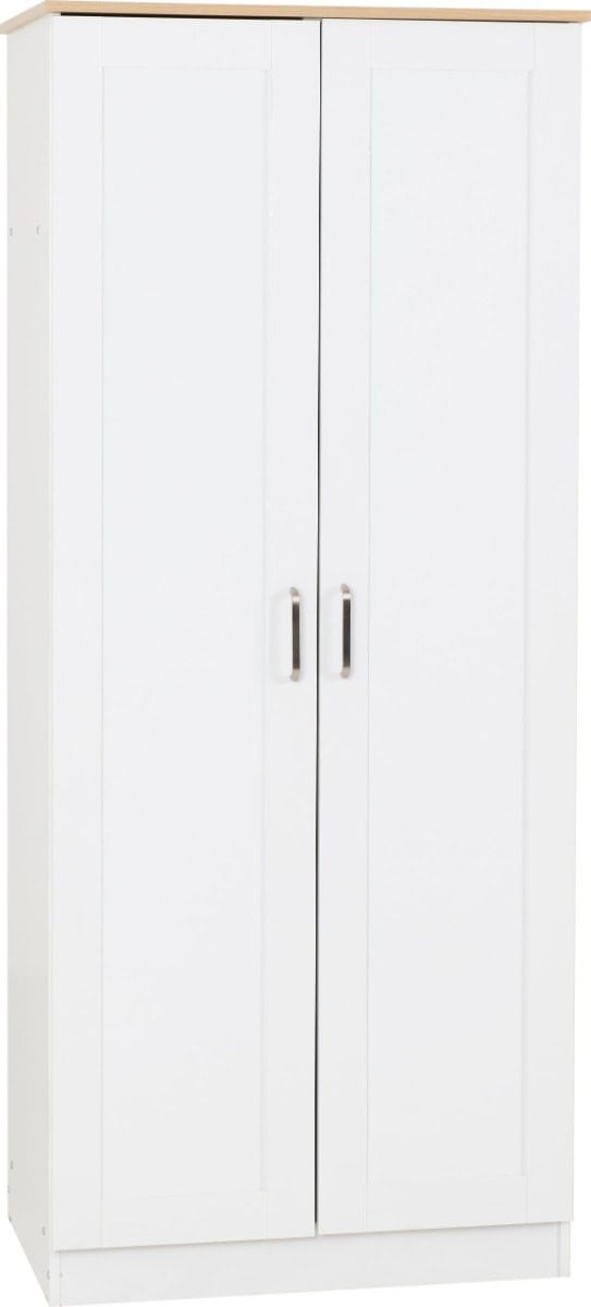 Portland 2 Door Wardrobe - White & Oak - Image 2