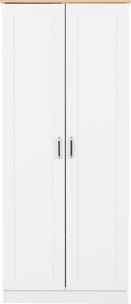 Portland 2 Door Wardrobe - White & Oak - Image 4