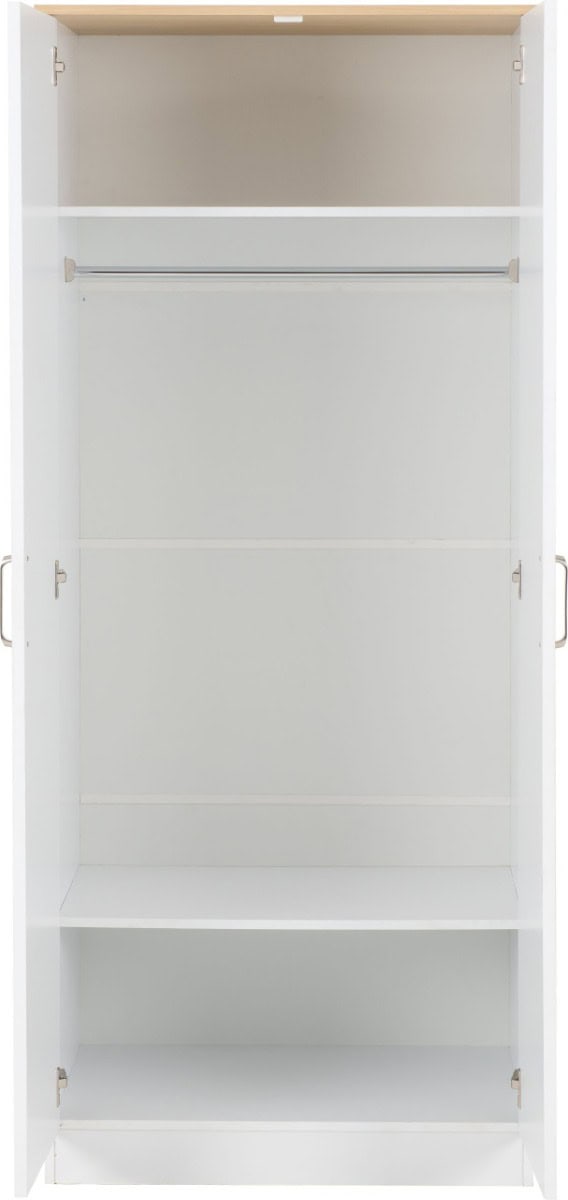 Portland 2 Door Wardrobe - White & Oak - Image 5