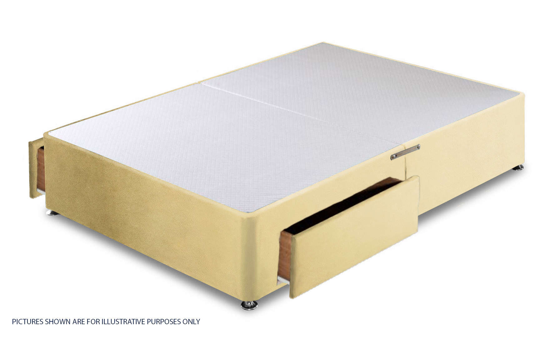 Apollo 6ft Velvet Cream 2 Drawer Divan Base | Buy Online | Beds.ie