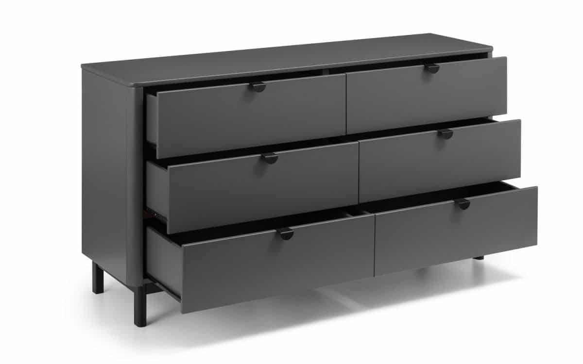 Bennett 6 Drawer Wide Chest - Grey - Image 3
