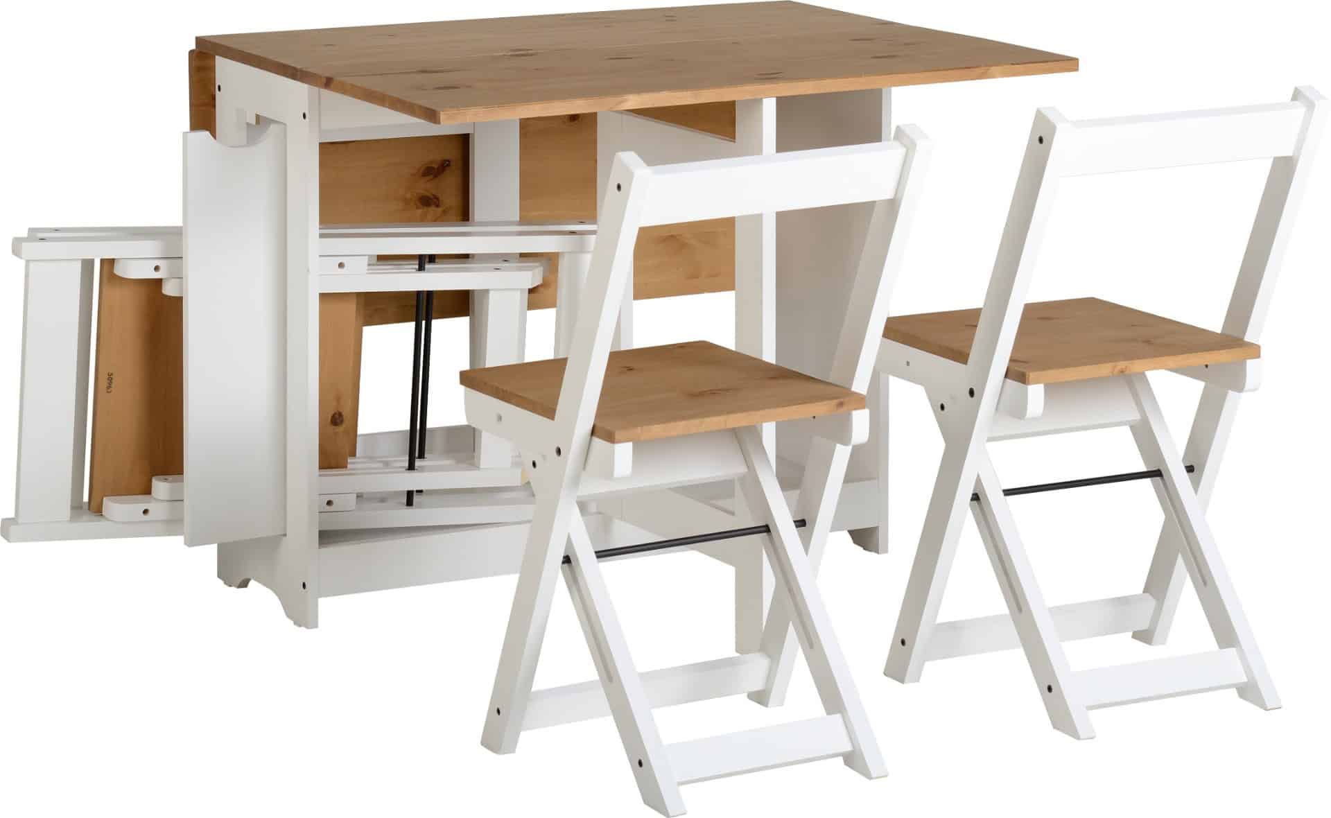 Santos Butterfly Dining Set - White/Distressed Waxed Pine - Image 2