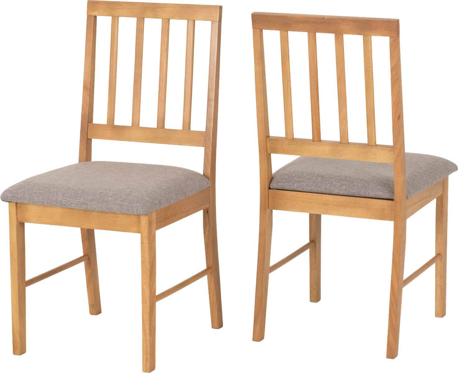 Austin Dining Chair (Set of 2) - Oak Effect and Grey Fabric | Buy Online | Beds.ie