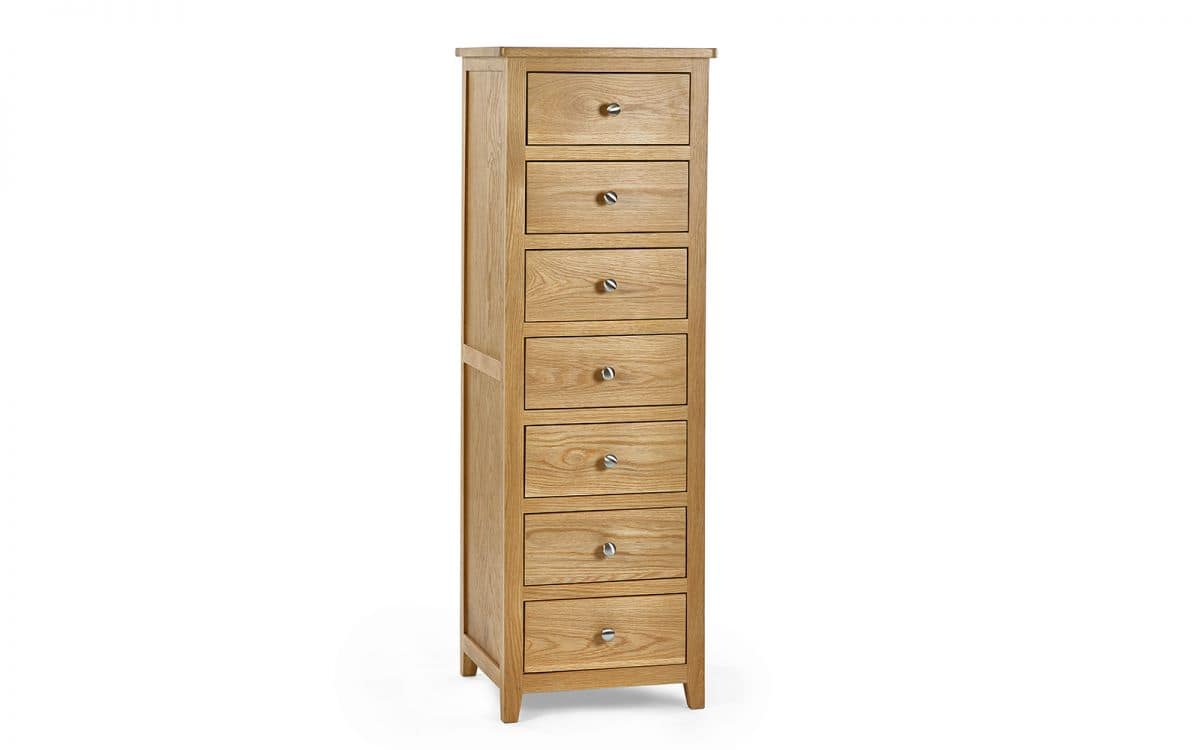 Malcolm 7 Drawer Narrow Chest - Oak - Image 3