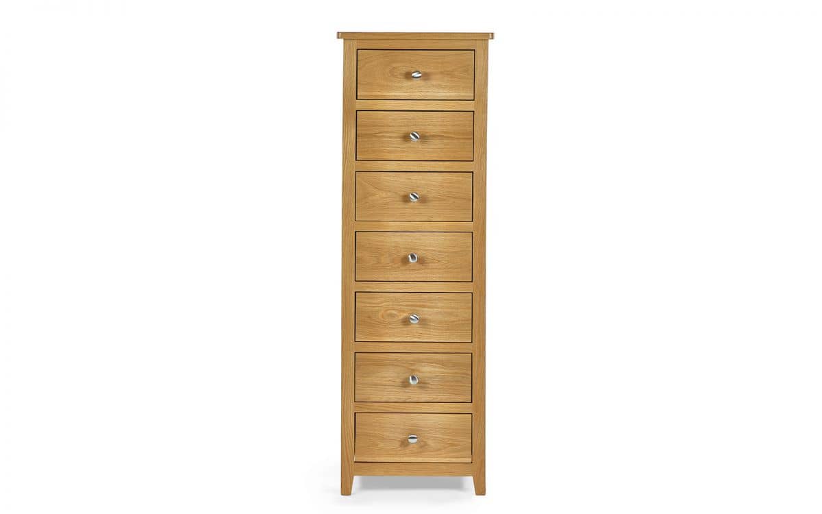 Malcolm 7 Drawer Narrow Chest - Oak - Image 4